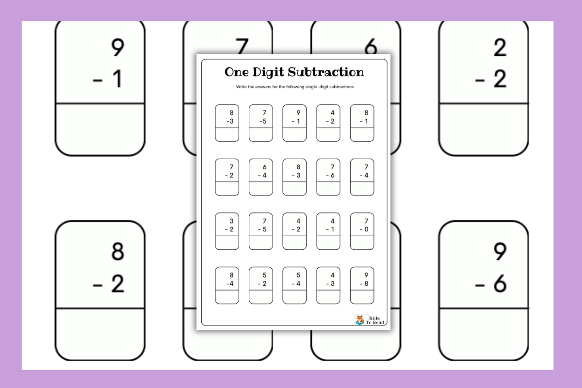one digit subtraction
